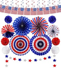26Pcs 4th of July Decorations Patriotic Decor USA Flag String Red White Blue …