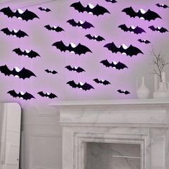 36 Pcs LED Halloween 3D Bats Decorations Wall Stickers, 4 Different Size Removab