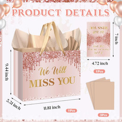Farewell Going Away Party Decorations Rose Gold We Will Miss You Gift Bags with