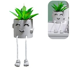 IUYYPU Artificial Succulents in 3.54 x 3.15 x 2.95 inch, Grey Smiley Face