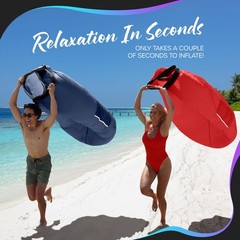 Navy & Red Inflatable Lounger 2 Pack | 210T Polyester Inflatable Couch | No-P…