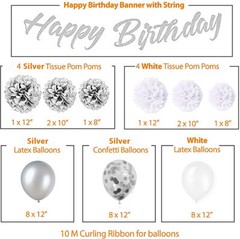 Silver & White 35th Birthday Decorations – 40″ Number Balloons &More-Boy or Girl