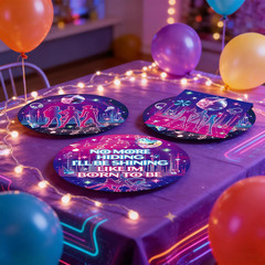 140PCS Singer Birthday Party Decorations Purple Retro Style Including Banner, Ta