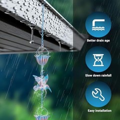 Functional 13 1FT Hummingbird Rain Chain for Efficient Outdoor Water Flow