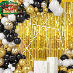 30 Pack Gold Foil Fringe Curtain Backdrop, 3.3X8.2 Feet Metallic Tinsel Streamer