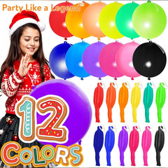 30Pcs Premium 18 Inches Heavy Duty Punch Balloons with Rubber Bands, 12 Colors,