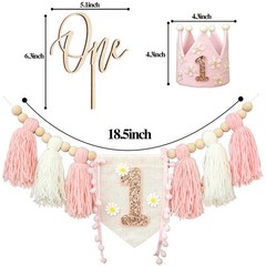 Boho Daisy Highchair Banner 1st Decorations Girl for First Decorations Set wi…
