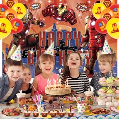Iron Man Party Supplies Birthday Decoration Set Plates Balloons Banner