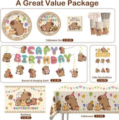 212pcs Capybara Birthday Decorations-Serves 25, All-in-one Capybara Party Dec…