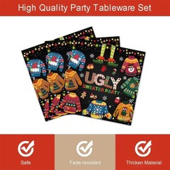 Christmas Ugly Sweater Disposable Tableware Set (Plates, Napkins, Forks)