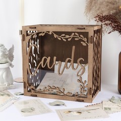 OurWarm Wedding Card Box with Window, Brown 9.6 x x 5.9 inches,