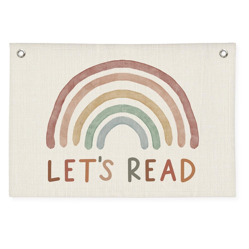 Read Linen Banner – Boho Classroom Decor, Reading Room Wall Hanging, Rainbow …