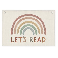 Read Linen Banner – Boho Classroom Decor, Reading Room Wall Hanging, Rainbow …