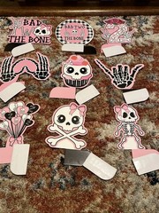 Girl’s 2nd Birthday ‘Bad Two The Bone’ Party 9 PCs Tabletop Centerpieces Decor