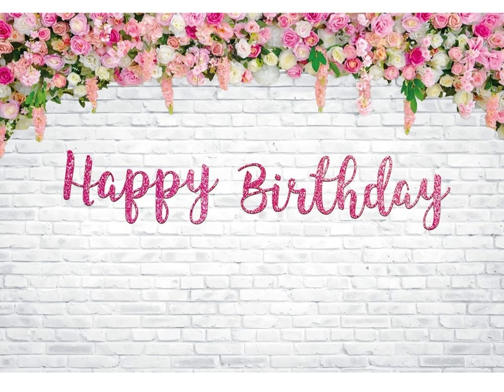 Flower Happy Birthday Backdrop 8x6ft