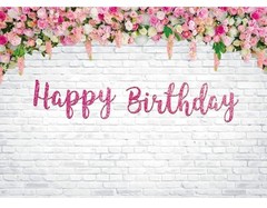 Flower Happy Birthday Backdrop 8x6ft