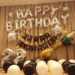 DIY Photo Booth Backdrop with Silver and Black Birthday Balloon Decoration Kit