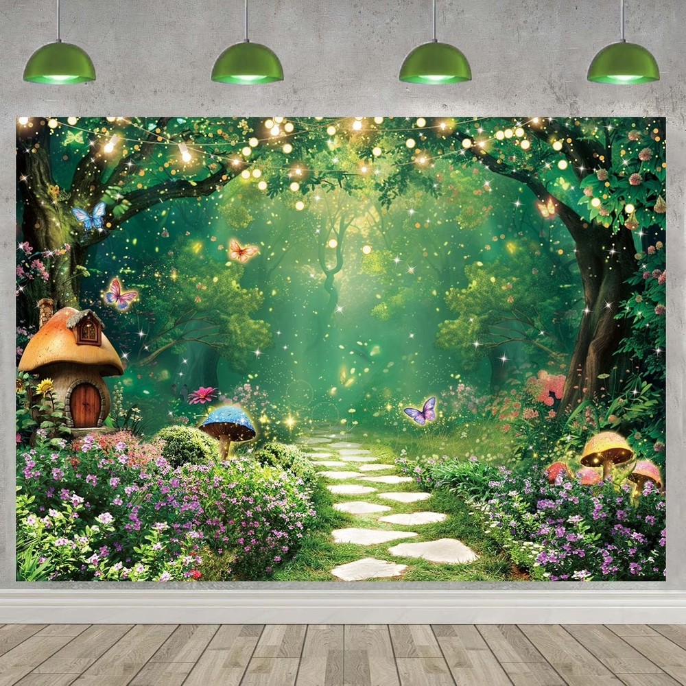 Enchanted Forest Backdrop Fairy Tale Photo Tree Mushroom Background Supplies