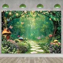 Enchanted Forest Backdrop Fairy Tale Photo Tree Mushroom Background Supplies