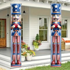 Patriotic Nutcracker Door Banner 12×72 Inch Memorial Day Hanging Banner Nutcr…