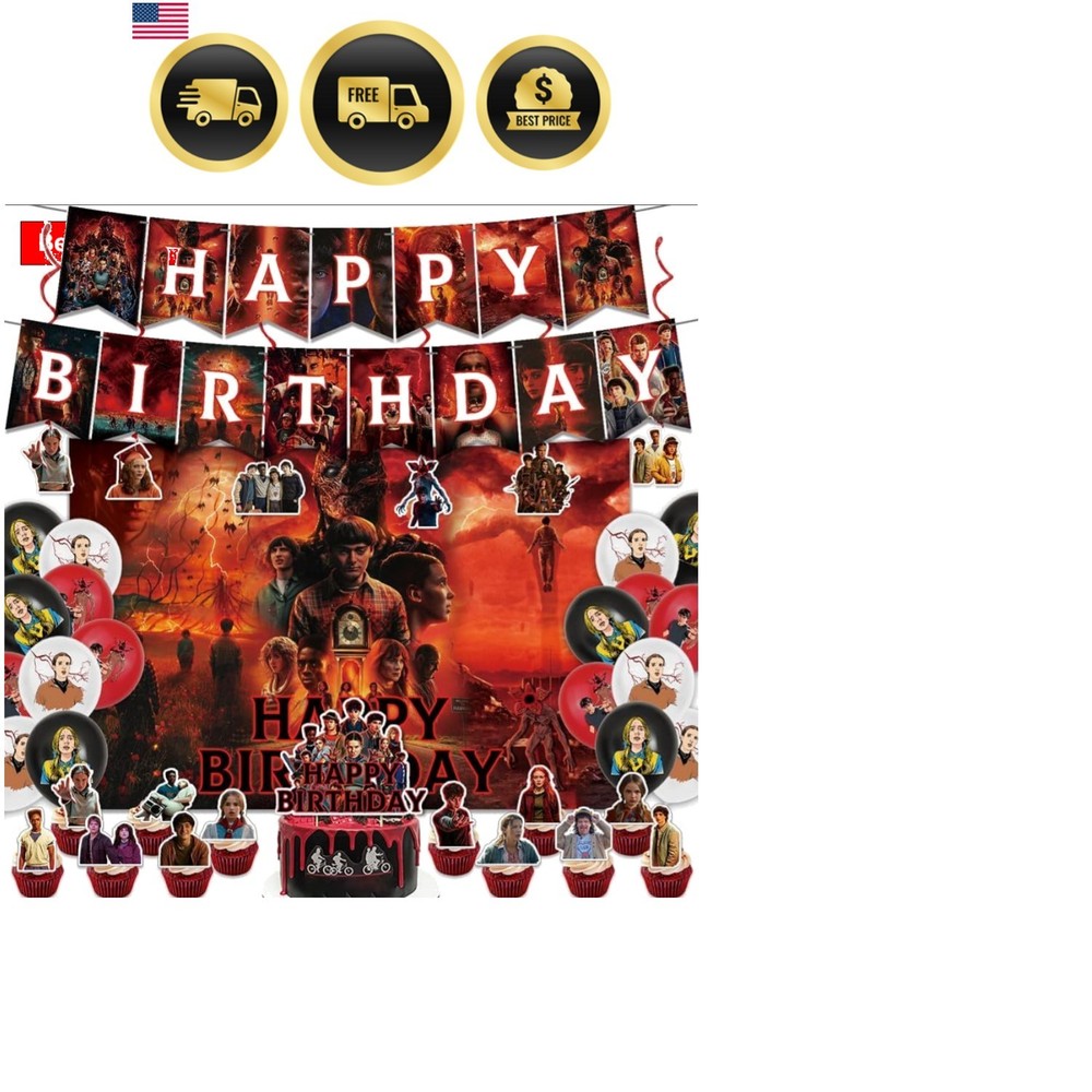 Birthday Party Decorations Kit 51pcs Backdrops Banner Balloons Swirls Toppers