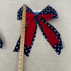 6pc Patriotic Bow and Rosette Set Red White Blue Stars July 4th Americana Decor