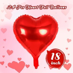 24 Globos De Aluminio Corazones Rojo 18 Inches Para San Valentín Mi Novia Mujer