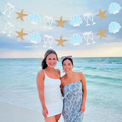 Last Toast on the Coast Bachelorette Banner & Seashell Garland Glitter Coastal P