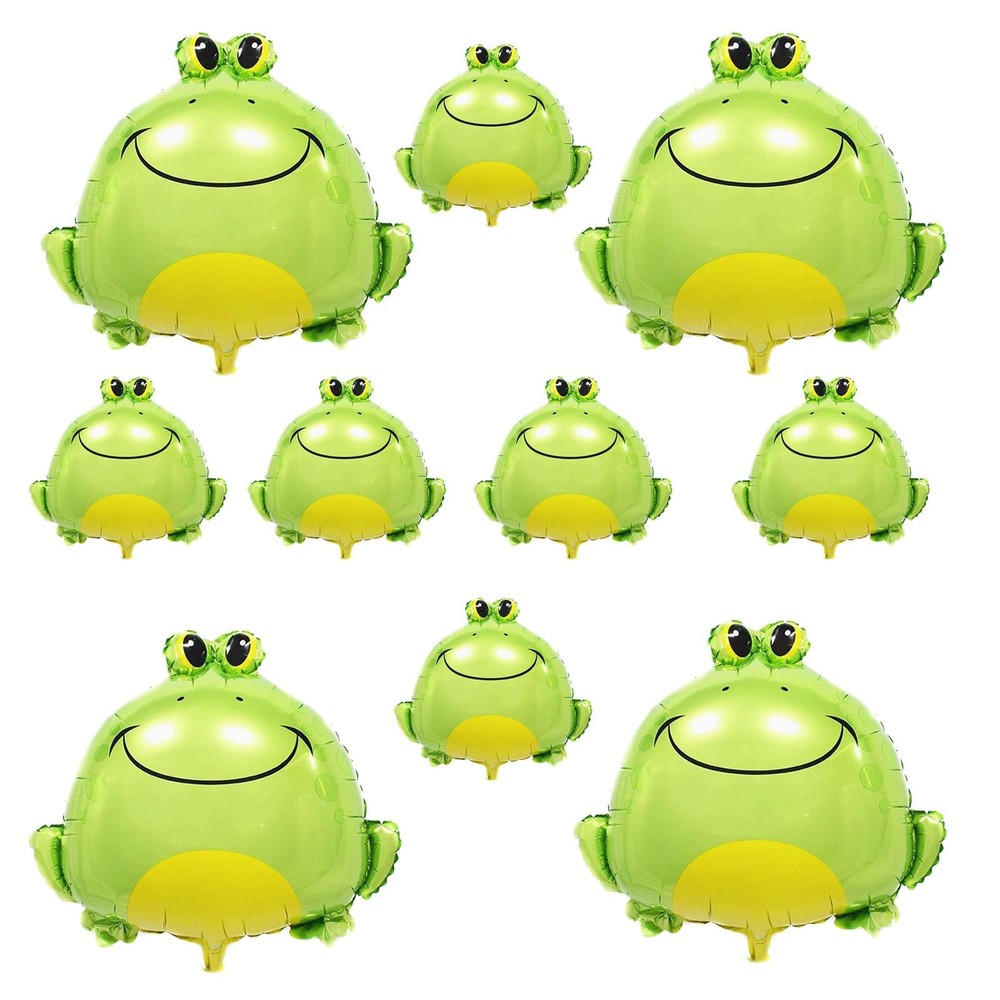 10PCS Set Frog Balloons Green Large Inflatable Cute Frog Foil Mylar Balloons …
