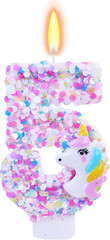 Unicorn Themed Birthday Candles,Number 5 Cartoon Birthday Party Supplies,Birthda