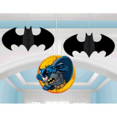 BATMAN HONEYCOMB DECORATIONS (3) ~ Birthday Party Supplies Hanging DC Comics