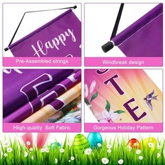 Outus Happy Easter Door Banner He Is Risen Porch Sign 47 x 12 inches, Purple