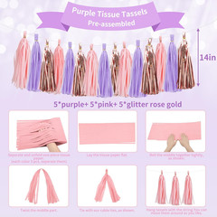 RUBFAC Purple Pink Birthday Party Decorations Set with Happy Birthday Banner, Ti