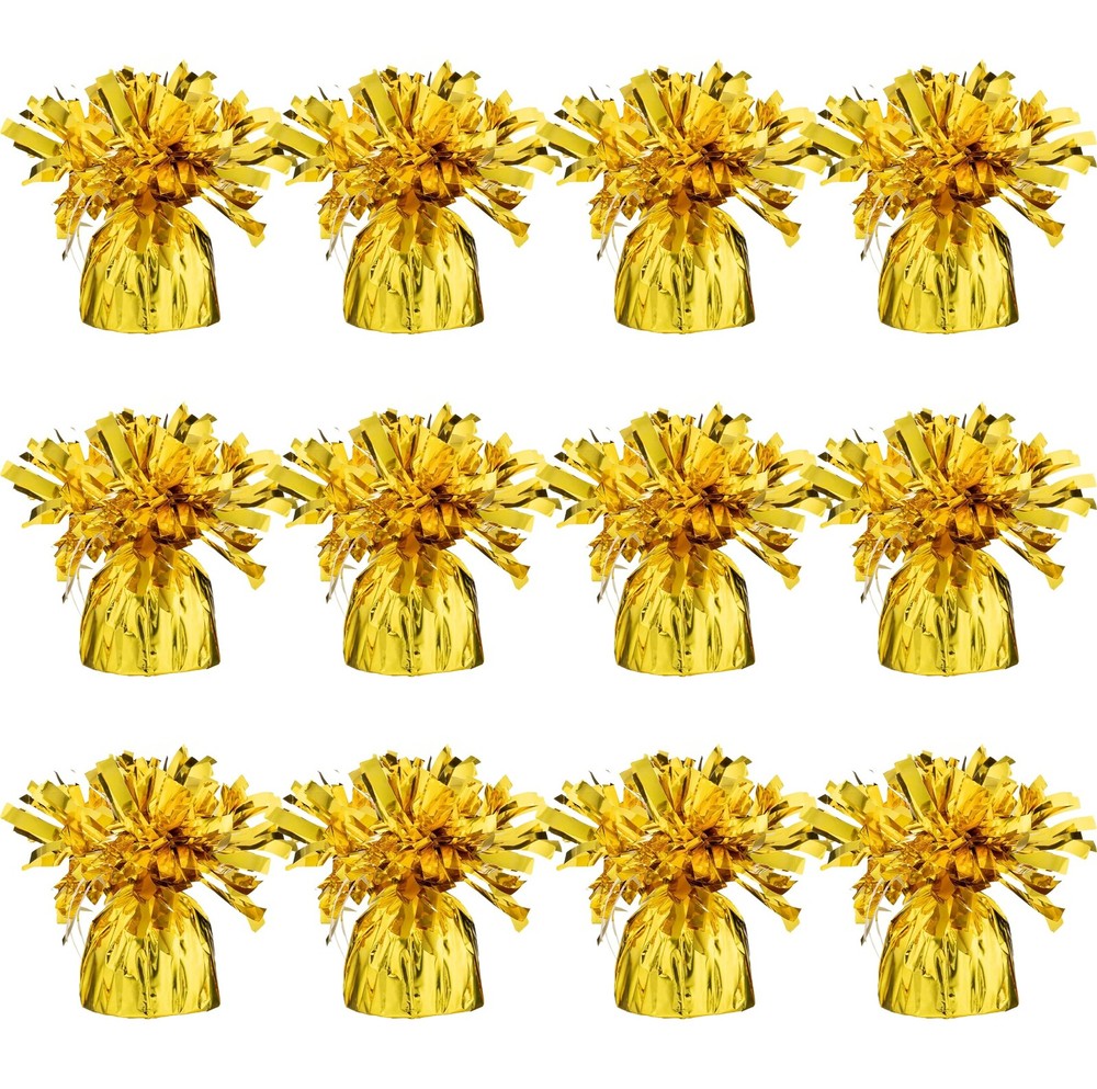 Gold Balloon Weights, Heavy Balloon Weight Pack of 12 Metallic Foil Weights f…