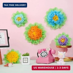 WILLBOND 18 Pcs Large Mexican Paper Flowers Hispanic Heritage Month Colorful Fie