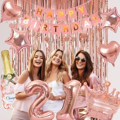 21st Birthday Decorations for Her – Rose Gold Party Supplies for Women Girls,…