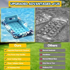 65″ Thicken PVC Inflatable Lounge Pool Float Heavy Duty For Adults River Tanning