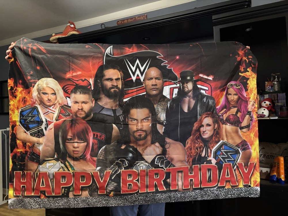 Wrestling Happy Birthday Backdrop Banner Photo Background Party Decoration 5x3ft