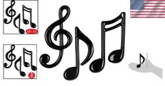 Molded Plastic Notes Black Set 3 Dynamic 3D Music Symbols Stage Party Home Decor