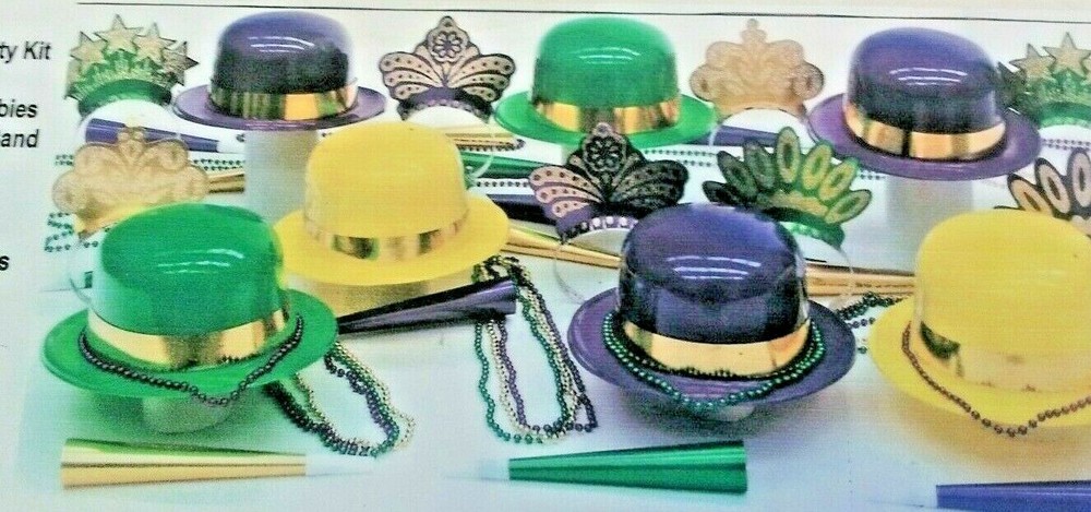FESTIVE PARTY/EVENT KIT BEADS/HATS/TIARAS/MARDI GRAS (ASSORTMENT FOR 25 PEOPLE)