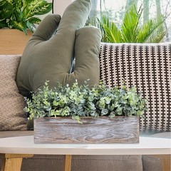 Winlyn 14″ Artificial Eucalyptus in Rustic Rectangular X 6″ X 8.3″, Green