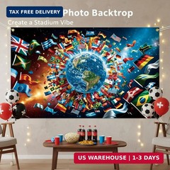 World Cup Backdrop 2026 43×71 Inches Multiple Flags Design Backdrop Stadium Atmo