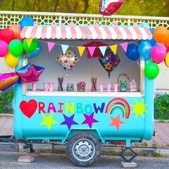 Circus Striped Awnings 2pcs Carnival Party Decoration Kids Fun Easy Install New