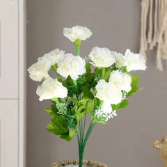 10 Head Carnation Bouquet Artificial Silk Flowers for Desk Shelf Decor