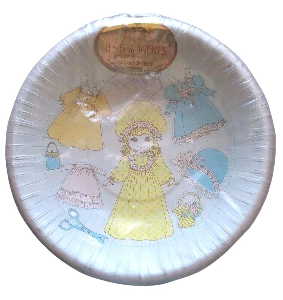 Hallmark Paper Doll 8 Party Bowls Vintage 6 1/8″ Similar to Holly Hobbie