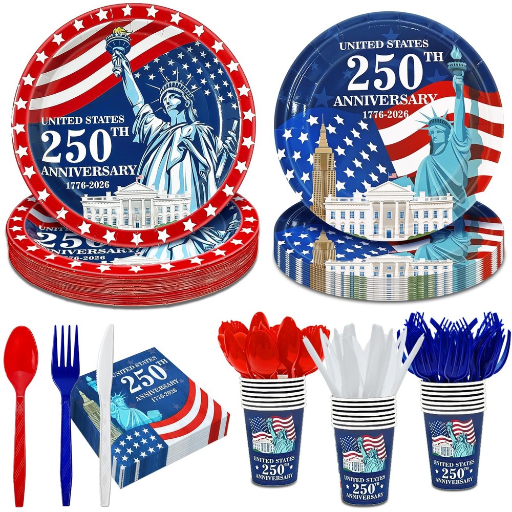 168 PCS 4th of July Decorations 250th Anniversary Red, White and Blue