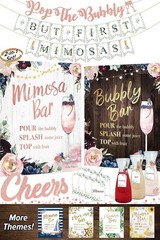 Mimosa Bar Brunch Decoration Kit with Signs, Banners, Labels for Birthday Party