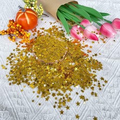 60g Glitter Gold Star Table Confetti 10mm 6mm Metallic Foil for Parties
