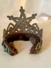 Crown; fur lined, winter, forest, glitter, snowflake, one-of-a-kind, small