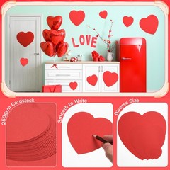 96 PCS Assorted Size Red Heart Paper Cutouts Valentine Classroom Decor Art